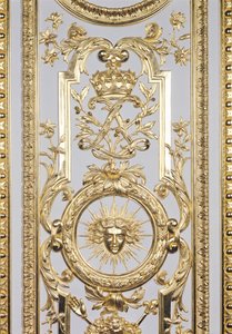 Panelling Depicting the Crown and Monogram of Louis XIV (detail) by Charles Le Brun